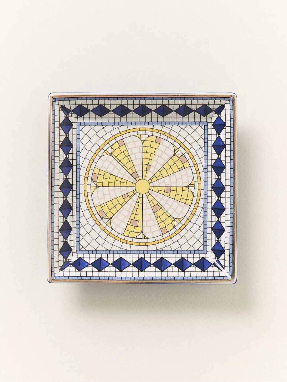 Anthropologie Bistro Tile Stoneware 24k Gold Accent Italia Trinket Dish